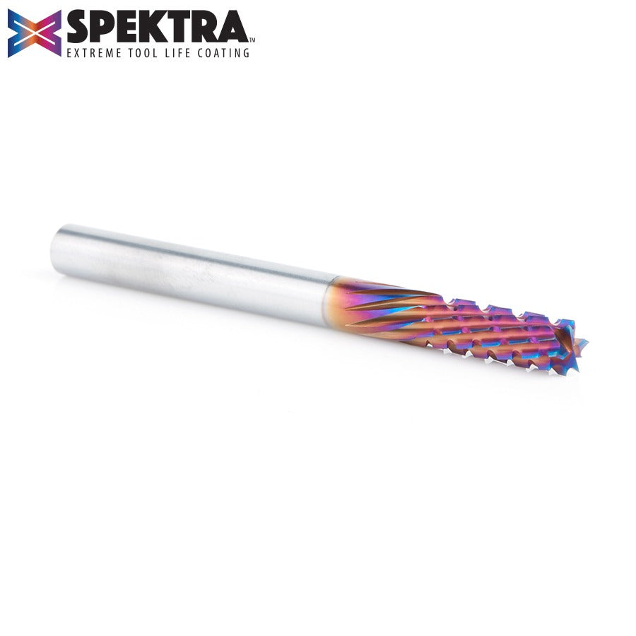 Amana 46264-K Solid Carbide CNC Spektra™ Extreme Tool Life Coated Spiral Carbon Graphite & Carbon Fiber Panel Cutting 1/4" Dia x 3/4" x 1/4" Shank x 3" Long Down-Cut Router Bit