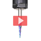 Amana 46282-K CNC 2D and 3D Carving 5.4 Deg Tapered Angle Ball Tip 1/16" Dia x 1/32" Radius x 1" x 1/4" Shank x 3" Long x 4 Flute Solid Carbide Up-Cut Spiral Spektra™ Extreme Tool Life Coated Router Bit