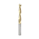 Amana 46294 CNC 2D and 3D Carving 0.10 Deg Straight Angle Ball Tip 1/4" Dia x 1/8" Radius x 1-1/2" x 1/4" Shank x 3" Long x 2 Flute Solid Carbide ZrN Coated Router Bit