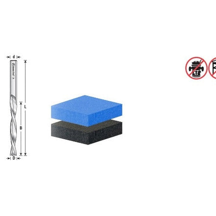 Amana 46564 Solid Carbide CNC Foam Cutting Down-Cut Square End Spiral 1/8" Dia x 1-1/8" x 1/4" Shank x 2-1/2" Long Router Bit
