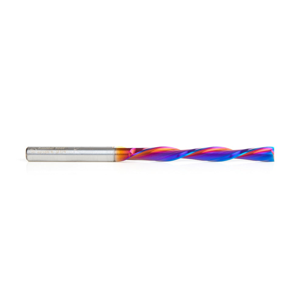 Amana 46566-K Solid Carbide CNC Spektra™ Extreme Tool Life Coated Foam Down-Cut Cutting Square End Spiral 1/4" Dia x 2-1/4" x 1/4" Shank x 4" Long Router Bit