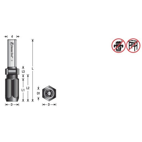 Amana 47640 1/2" Shank CNC Extension Adapter for 1/4 Inch Shank Router Bits