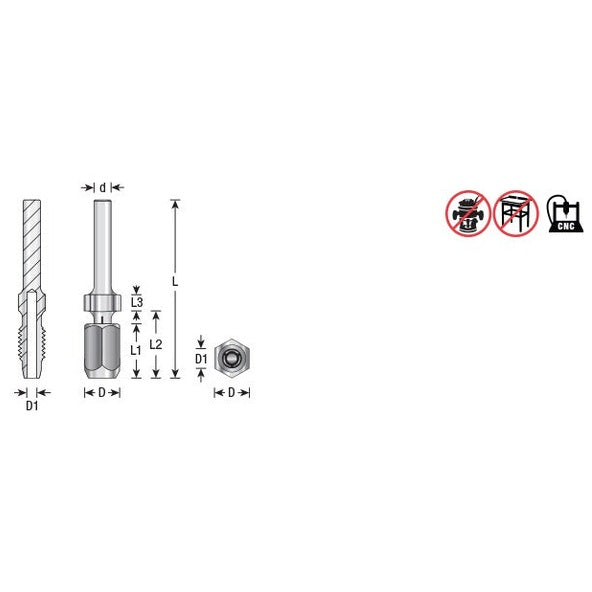 Amana 47648 1/4" Shank CNC Extension Adapter for 1/8" Shank Router Bits