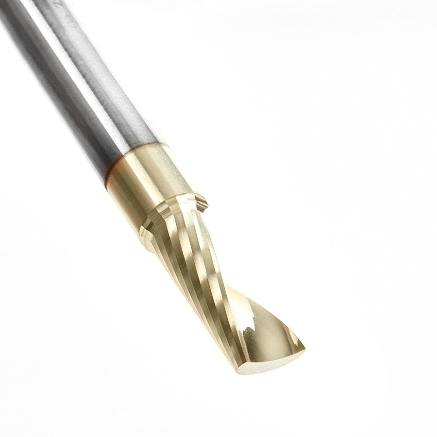 Amana 51402-Z Solid Carbide CNC Spiral 'O' Flute, Aluminum Cutting 1/4" Dia x 5/8" x 1/4" Shank Up-Cut ZrN Coated Router Bit