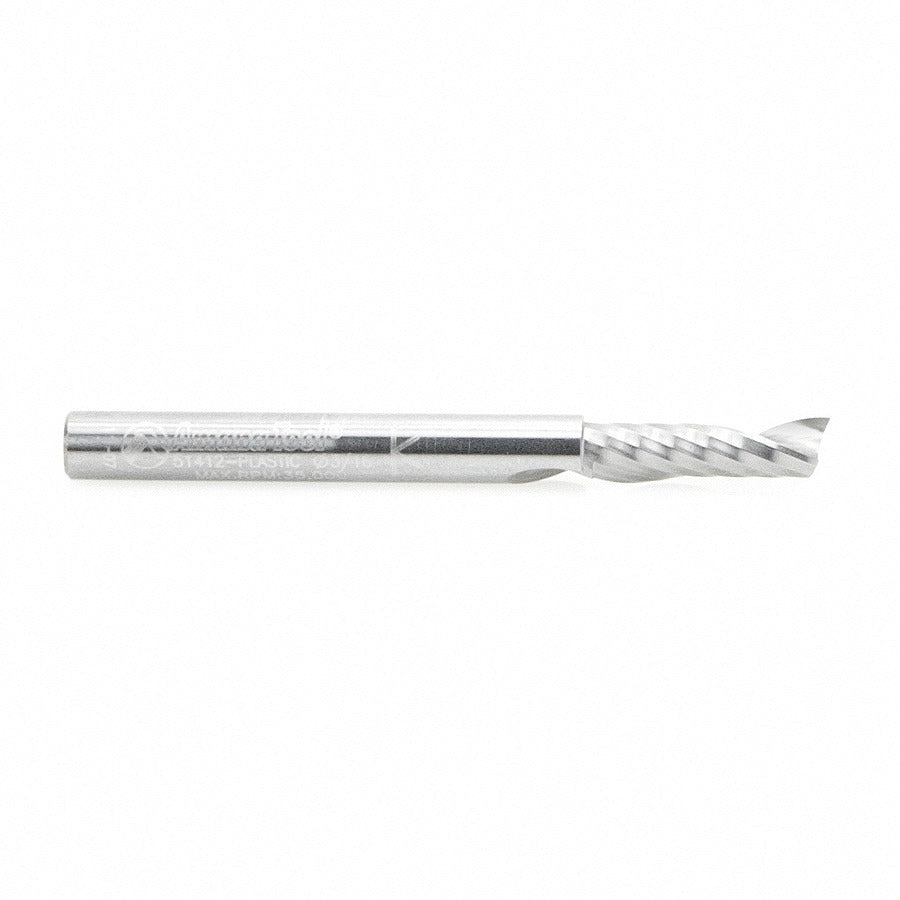 Amana 51412 Solid Carbide CNC Spiral 'O' Flute, Plastic Cutting 3/16" Dia x 5/8" x 3/16" Shank Up-Cut Router Bit