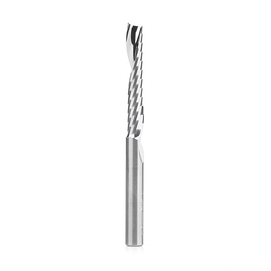 Amana 51413 Solid Carbide CNC Spiral 'O' Single Flute, Plastic Cutting 1/4" Dia x 1-1/2" x 1/4" Shank x 3" Long Up-Cut Router Bit
