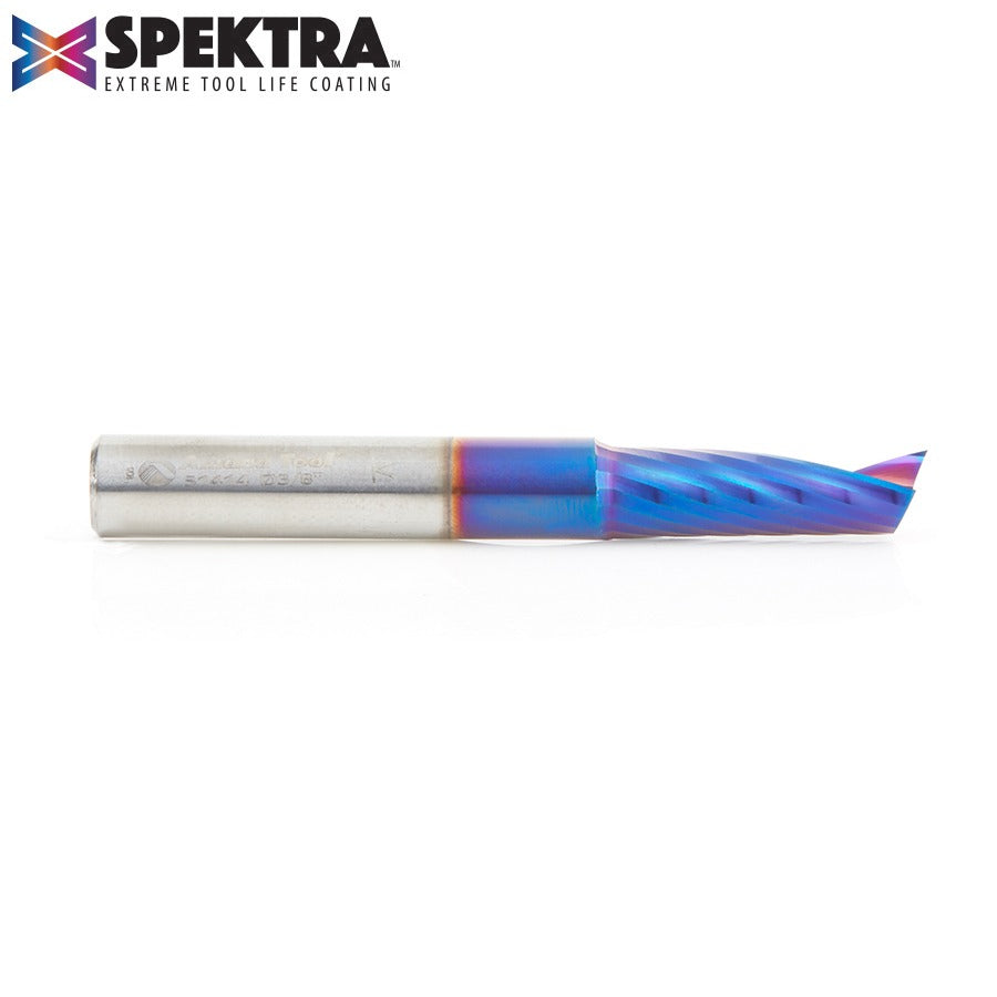 Amana 51414-K Solid Carbide CNC Spektra™ Extreme Tool Life Coated Spiral 'O' Flute, Plastic Cutting 3/8" Dia x 1-1/8" x 3/8" Shank Up-Cut Router Bit