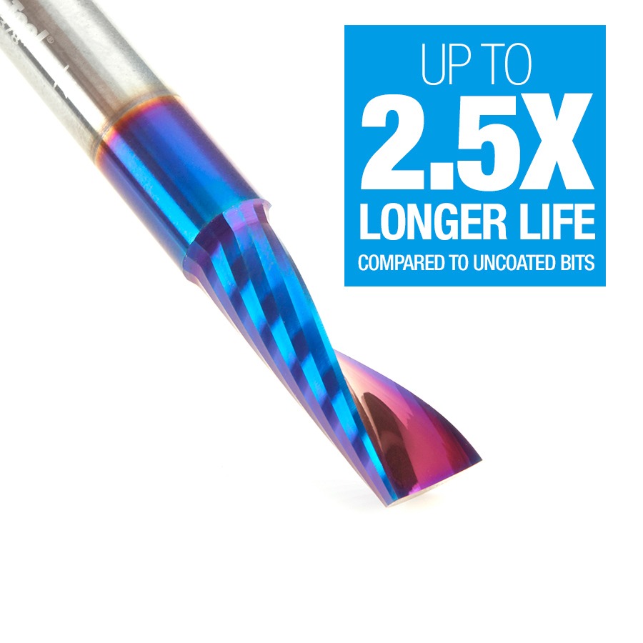 Amana 51414-K Solid Carbide CNC Spektra™ Extreme Tool Life Coated Spiral 'O' Flute, Plastic Cutting 3/8" Dia x 1-1/8" x 3/8" Shank Up-Cut Router Bit