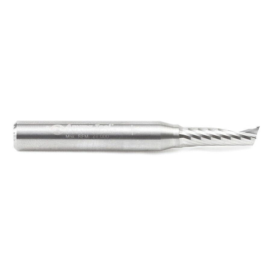 Amana 51417 Solid Carbide CNC Spiral 'O' Single Flute, Plastic Cutting 3/16" Dia x 5/8" x 1/4" Shank x 2" Long Up-Cut Router Bit