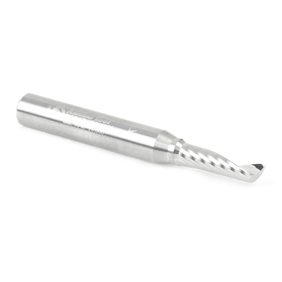 Amana 51417 Solid Carbide CNC Spiral 'O' Single Flute, Plastic Cutting 3/16" Dia x 5/8" x 1/4" Shank x 2" Long Up-Cut Router Bit