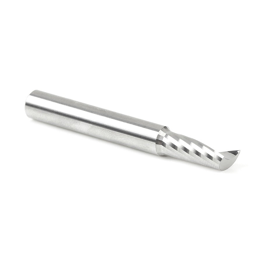 Amana 51419 Solid Carbide CNC Spiral 'O' Single Flute, Plastic Cutting 1/4" Dia x 5/8" x 1/4" Shank x 2" Long Up-Cut Router Bit