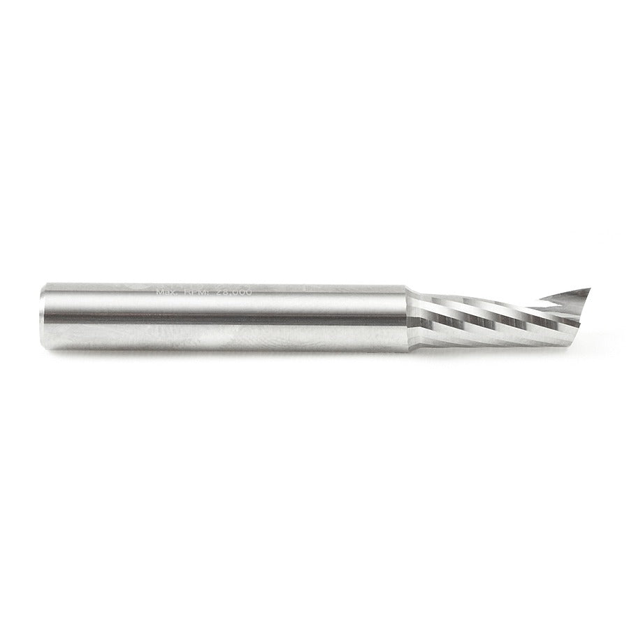Amana 51419 Solid Carbide CNC Spiral 'O' Single Flute, Plastic Cutting 1/4" Dia x 5/8" x 1/4" Shank x 2" Long Up-Cut Router Bit