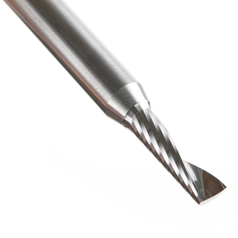 Amana 51423 Solid Carbide CNC Spiral 'O' Single Flute, Plastic Cutting 3/16" Dia x 5/8" x 1/4" Shank x 2-1/2" Long Up-Cut Router Bit