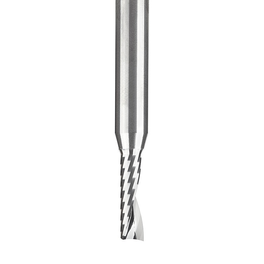 Amana 51423 Solid Carbide CNC Spiral 'O' Single Flute, Plastic Cutting 3/16" Dia x 5/8" x 1/4" Shank x 2-1/2" Long Up-Cut Router Bit