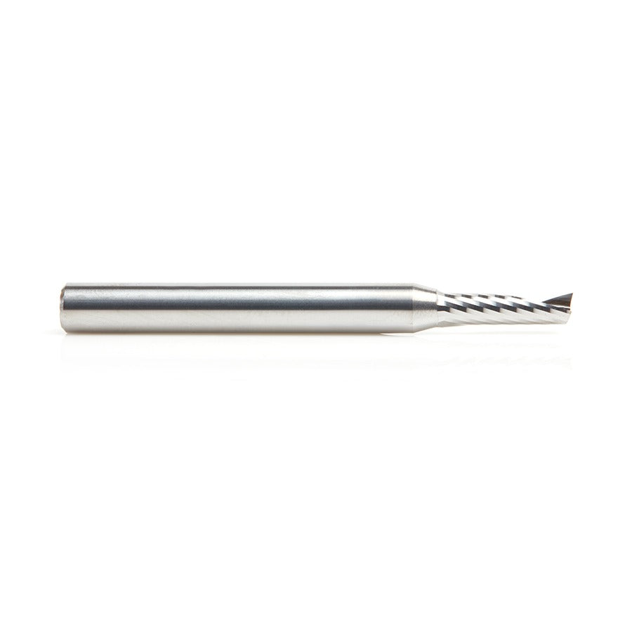 Amana 51423 Solid Carbide CNC Spiral 'O' Single Flute, Plastic Cutting 3/16" Dia x 5/8" x 1/4" Shank x 2-1/2" Long Up-Cut Router Bit
