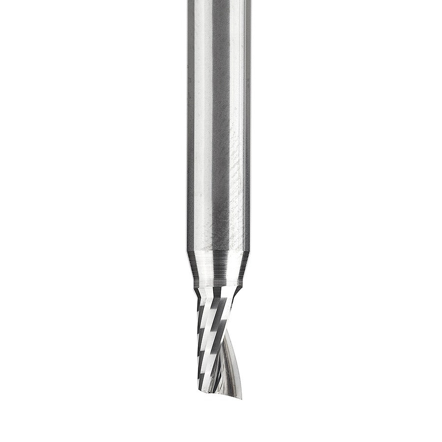 Amana 51449 Solid Carbide CNC Spiral 'O' Single Flute, Plastic Cutting 3/16" Dia x 3/8" x 1/4" Shank x 2" Long Up-Cut Router Bit