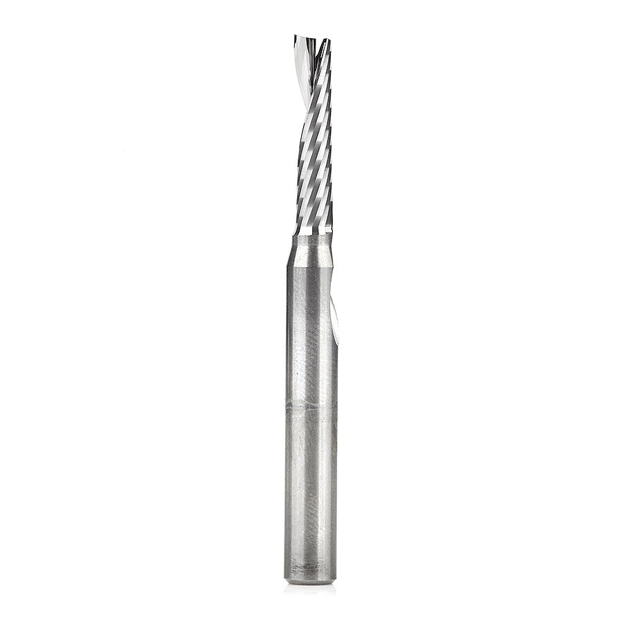 Amana 51456 Solid Carbide CNC Spiral 'O' Single Flute, Aluminum Cutting 3/16" Dia x 7/8" x 1/4" Shank x 2-1/2" Long Up-Cut Router Bit