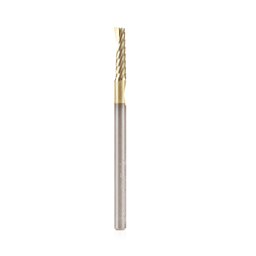 Amana 51459-Z Solid Carbide CNC Spiral 'O' Flute, Aluminum Cutting 1/8" Dia x 1/2" x 1/8" Shank Up-Cut ZrN Coated Router Bit