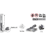 Amana 51464 CNC Solid Carbide Spiral for Steel & Stainless Steel with AlTiN Coating 3-Flute x 1/4" Dia x 5/8" x 1/4" Shank x 2-3/8" Long Up-Cut Router Bit / 45º Corner Chamfer End Mill