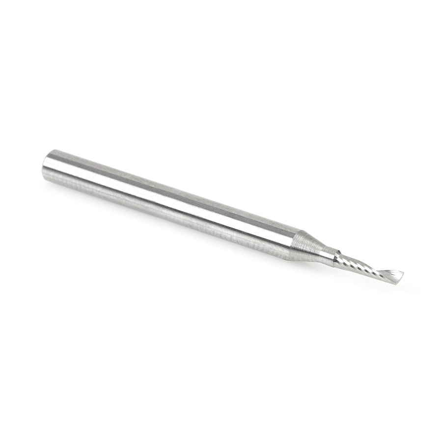 Amana 51470 Solid Carbide CNC Spiral 'O' Single Flute, Aluminum Cutting 1/16" Dia x 1/4" x 1/8" Shank x 1-1/2" Long Up-Cut Router Bit