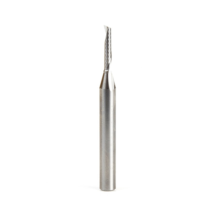 Amana 51482 Solid Carbide CNC Spiral 'O' Single Flute, Aluminum Cutting 1/8" Dia x 5/8" x 1/4" Shank x 2-1/2" Long Up-Cut Router Bit