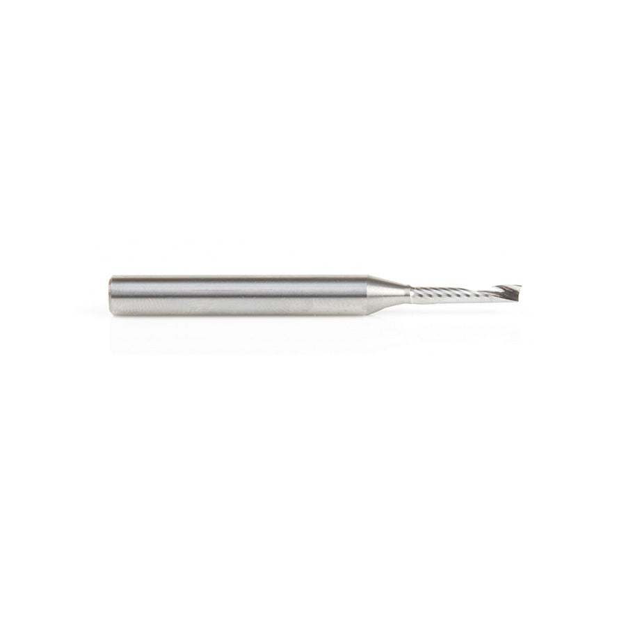 Amana 51482 Solid Carbide CNC Spiral 'O' Single Flute, Aluminum Cutting 1/8" Dia x 5/8" x 1/4" Shank x 2-1/2" Long Up-Cut Router Bit