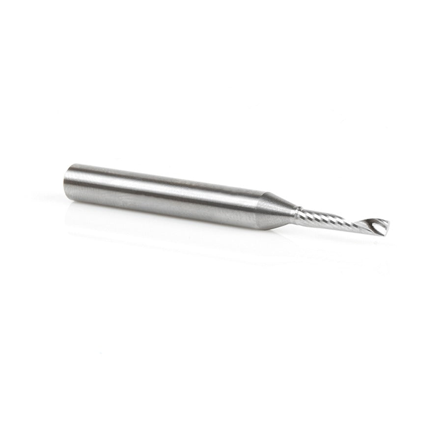 Amana 51482 Solid Carbide CNC Spiral 'O' Single Flute, Aluminum Cutting 1/8" Dia x 5/8" x 1/4" Shank x 2-1/2" Long Up-Cut Router Bit