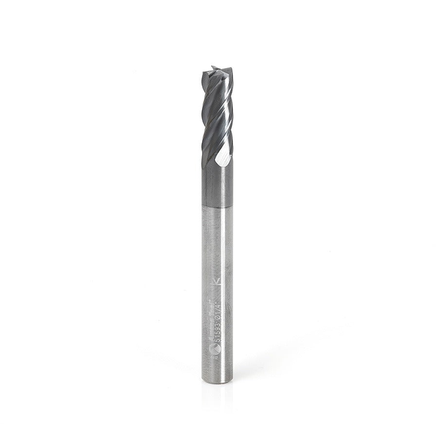 Amana 51593 CNC Variable Helix Spiral Square Bottom 1/4" Dia x 5/8" x 1/4" Shank Solid Carbide AlTiN Coated End Mill