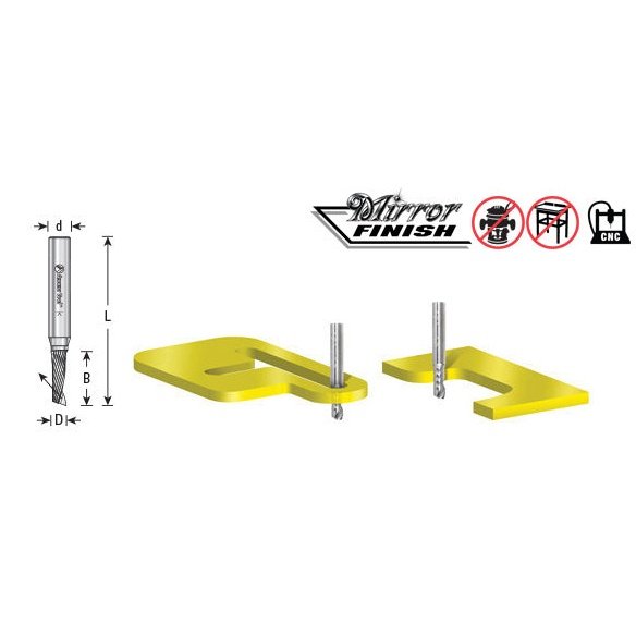 Amana 51646 - Solid Carbide CNC Spiral 'O' Single Flute, Plastic Cutting 1/4 Dia x 2-1/4 x 1/4 Shank x 3-3/4 Inch Long Up-Cut Router Bit