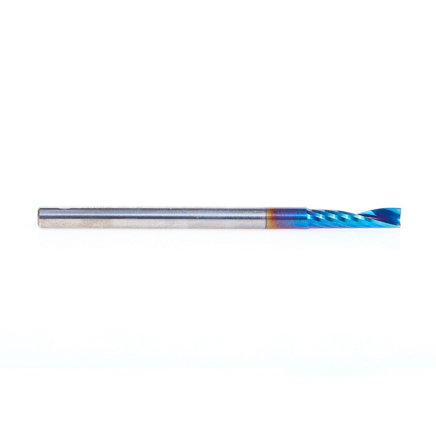 Amana 57365-K Solid Carbide CNC Spektra™ Extreme Tool Life Coated Spiral 'O' Flute, Plastic Cutting for Improved Bottom Surface Finish 1/8" Dia x 1/2" x 1/8" Shank Up-Cut Router Bit