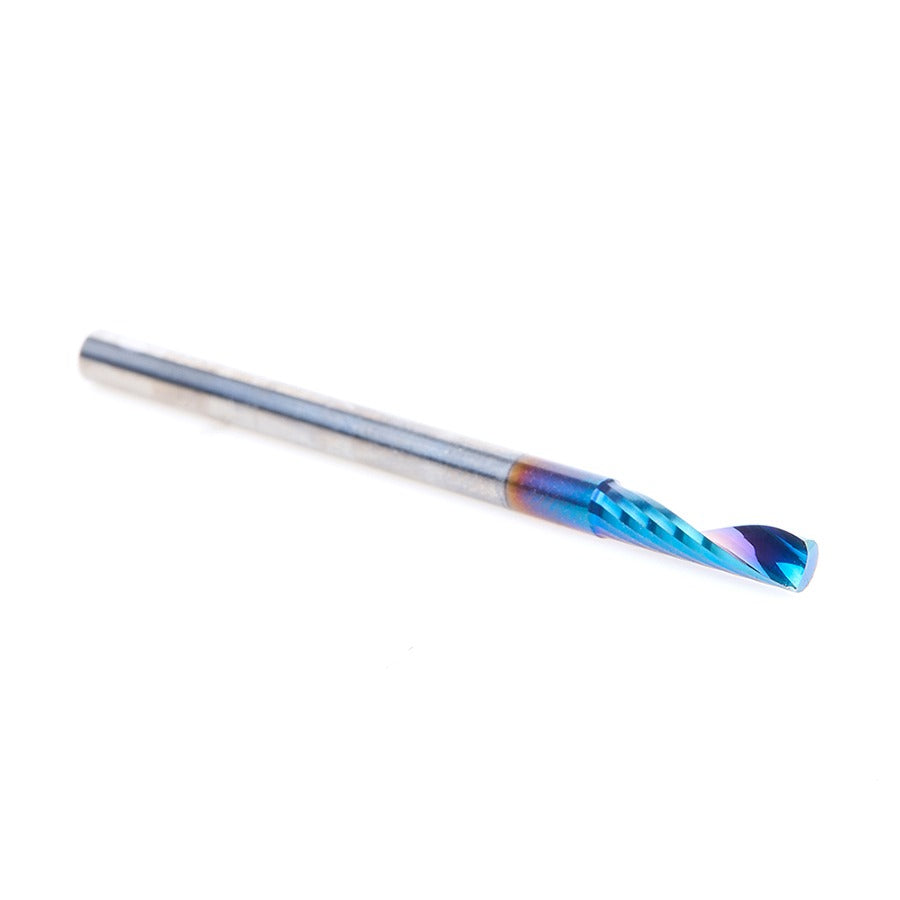 Amana 57365-K Solid Carbide CNC Spektra™ Extreme Tool Life Coated Spiral 'O' Flute, Plastic Cutting for Improved Bottom Surface Finish 1/8" Dia x 1/2" x 1/8" Shank Up-Cut Router Bit