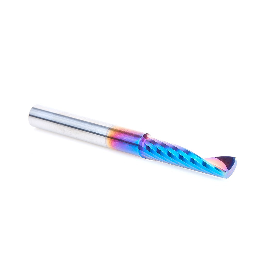 Amana 57367-K Solid Carbide CNC Spektra™ Extreme Tool Life Coated Spiral 'O' Flute, Plastic Cutting for Improved Bottom Surface Finish 1/4" Dia x 1" x 1/4" Shank Up-Cut Router Bit