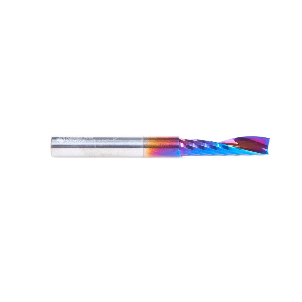 Amana 57367-K Solid Carbide CNC Spektra™ Extreme Tool Life Coated Spiral 'O' Flute, Plastic Cutting for Improved Bottom Surface Finish 1/4" Dia x 1" x 1/4" Shank Up-Cut Router Bit