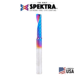Amana 57367-K Solid Carbide CNC Spektra™ Extreme Tool Life Coated Spiral 'O' Flute, Plastic Cutting for Improved Bottom Surface Finish 1/4" Dia x 1" x 1/4" Shank Up-Cut Router Bit