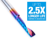 Amana 57367-K Solid Carbide CNC Spektra™ Extreme Tool Life Coated Spiral 'O' Flute, Plastic Cutting for Improved Bottom Surface Finish 1/4" Dia x 1" x 1/4" Shank Up-Cut Router Bit