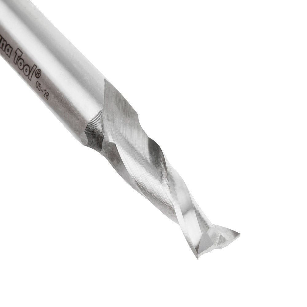 Amana HSS1643 High Speed Steel HSS Double Flute Spiral Aluminum Cutting 3/8" Dia x 1-1/4" x 1/2" Shank Up-Cut Router Bit