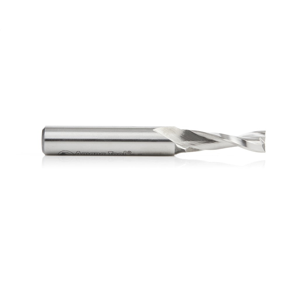 Amana HSS1643 High Speed Steel HSS Double Flute Spiral Aluminum Cutting 3/8" Dia x 1-1/4" x 1/2" Shank Up-Cut Router Bit