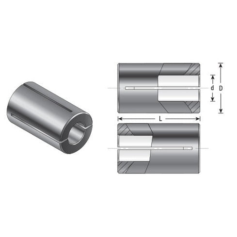 Amana RB-102 High Precision Steel Router Collet Reducer 1/4" Overall Dia x 1/8" Inner Dia x 1" Long