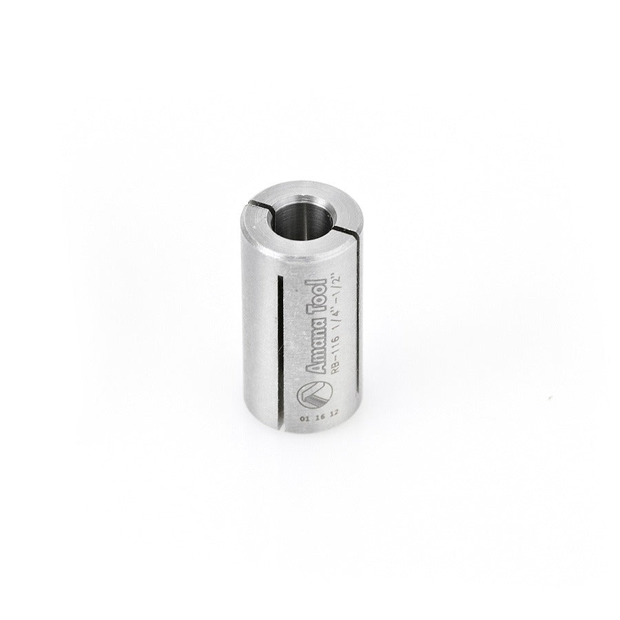 Amana RB-116 High Precision Steel Router Collet Reducer 1/2" Overall Dia x 1/4" Inner Dia x 1" Long