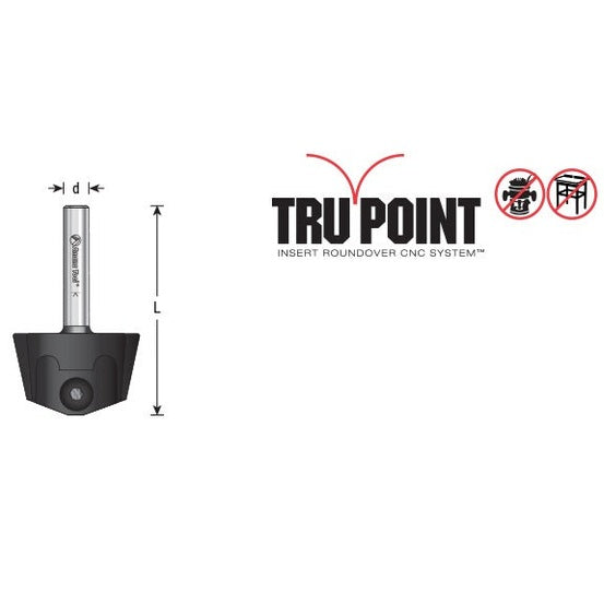 Amana RC-1050 Tru Point Roundover Insert CNC System Tool Body 1/4" Shank