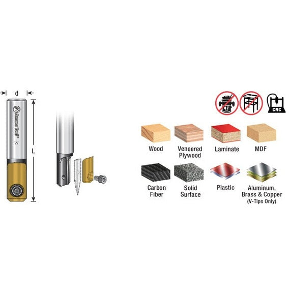 Amana RC-1076 CNC In-Groove Insert Engraving Tool Body 1/2" Shank