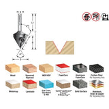 Amana RC-1108 Insert V-Groove 60 Deg x 1-1/16" Dia x 29/32" x 1/2" Shank CNC