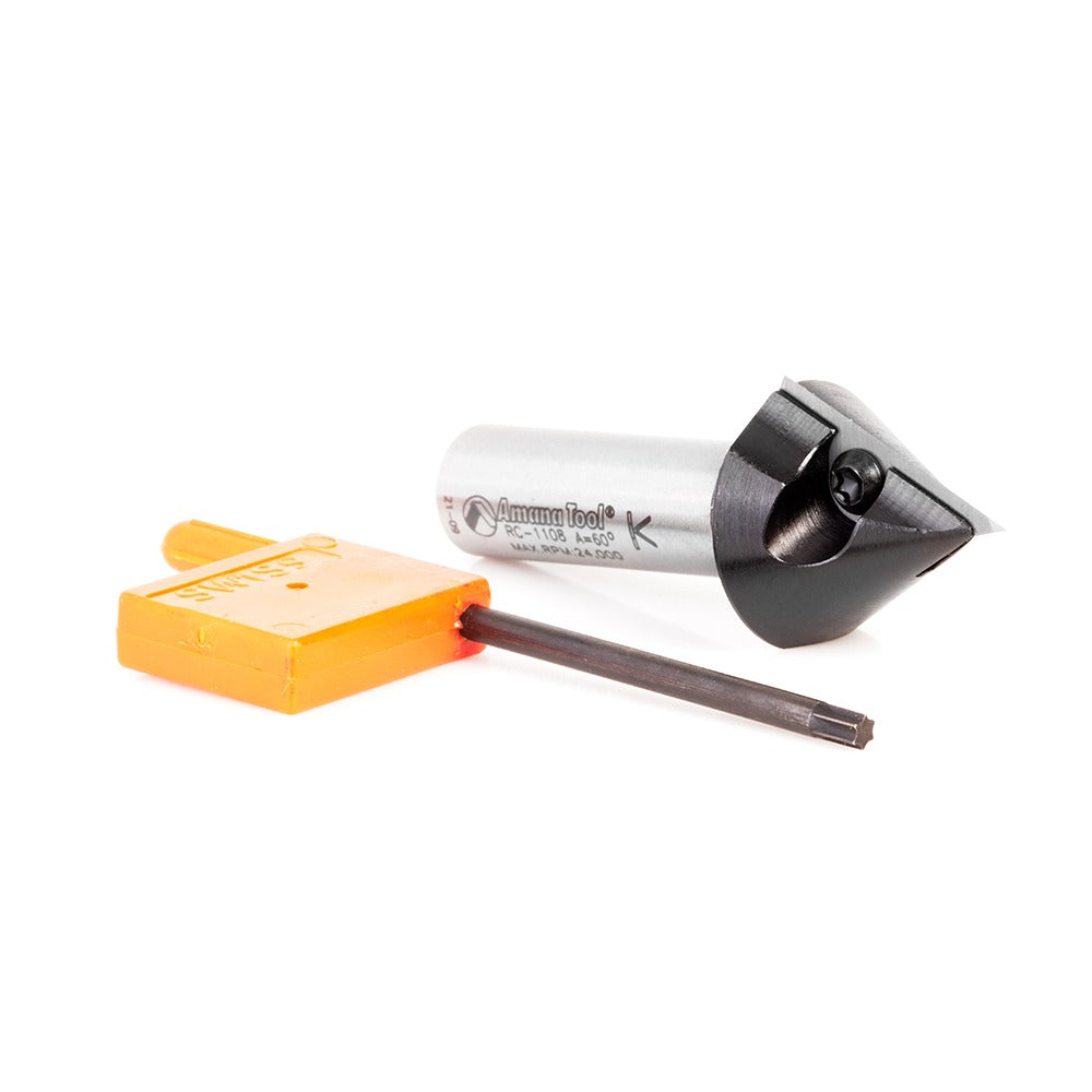 Amana RC-1108 Insert V-Groove 60 Deg x 1-1/16" Dia x 29/32" x 1/2" Shank CNC
