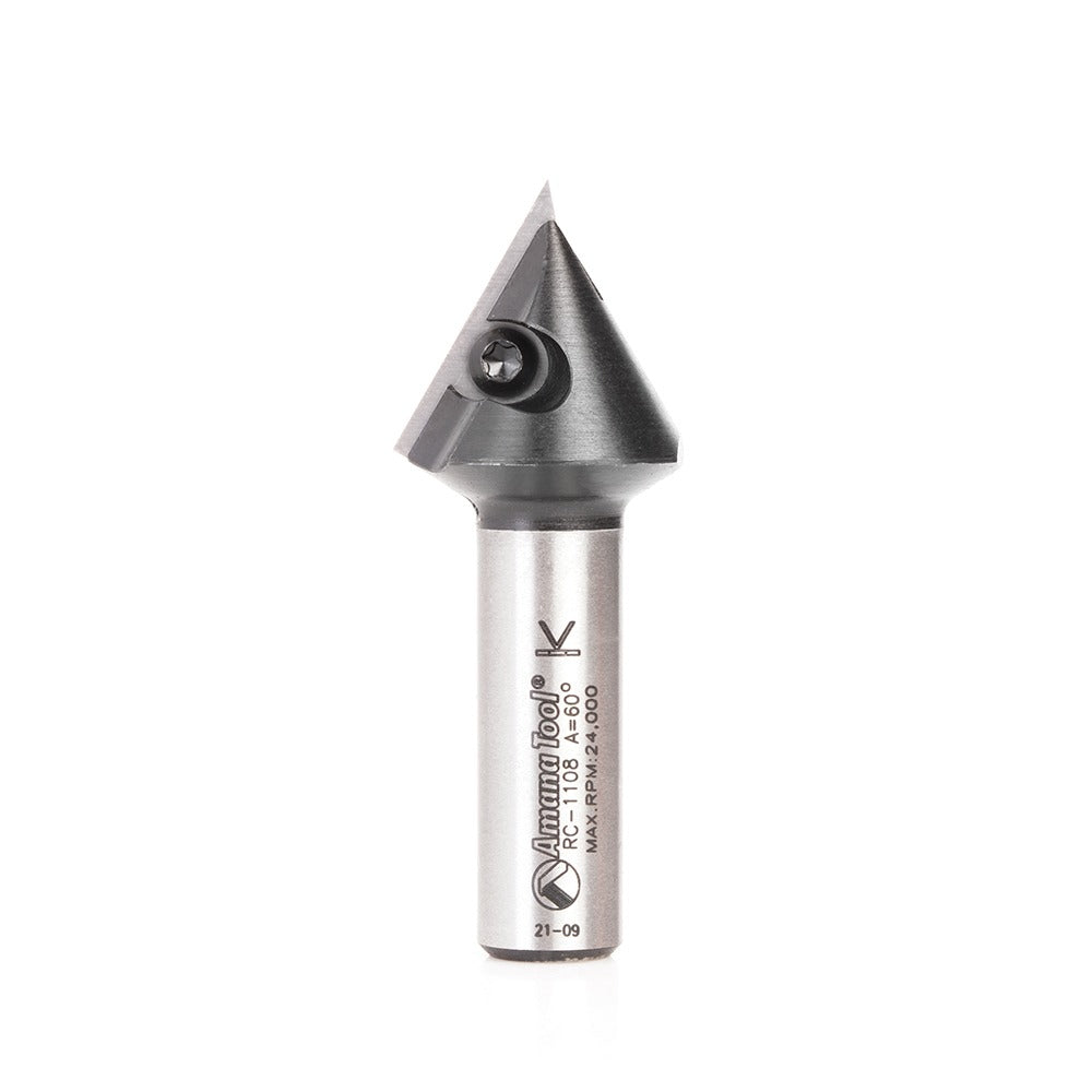 Amana RC-1108 Insert V-Groove 60 Deg x 1-1/16" Dia x 29/32" x 1/2" Shank CNC