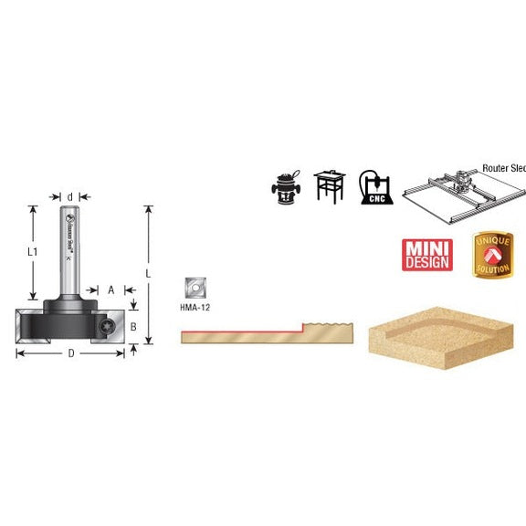 Amana RC-2248 Insert Carbide Mini Spoilboard Surfacing, Rabbeting, Flycutter, Slab Leveler & Surface Planer 1-1/2" Dia x 15/32" 12mm x 1/4" Shank Router Bit