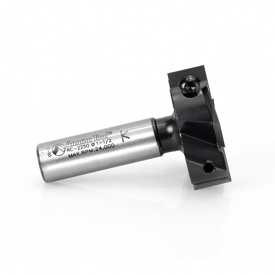 Amana RC-2250 Insert Carbide Mini Spoilboard Surfacing, Rabbeting, Flycutter, Slab Leveler & Surface Planer 2+2 Flute Design 1-1/2" Dia x 1/2" x 1/2" Shank Router Bit