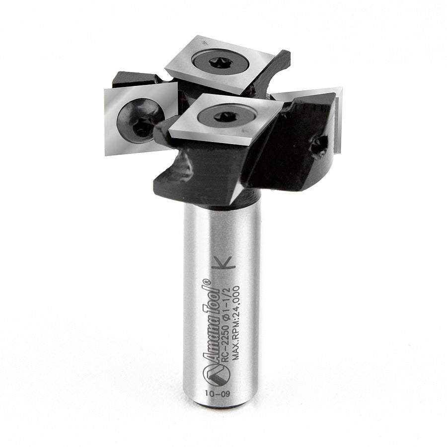 Amana RC-2250 Insert Carbide Mini Spoilboard Surfacing, Rabbeting, Flycutter, Slab Leveler & Surface Planer 2+2 Flute Design 1-1/2" Dia x 1/2" x 1/2" Shank Router Bit
