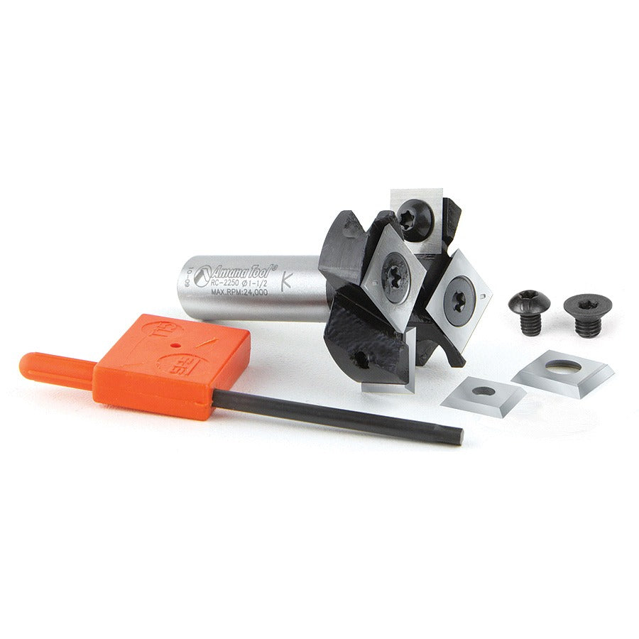 Amana RC-2250 Insert Carbide Mini Spoilboard Surfacing, Rabbeting, Flycutter, Slab Leveler & Surface Planer 2+2 Flute Design 1-1/2" Dia x 1/2" x 1/2" Shank Router Bit