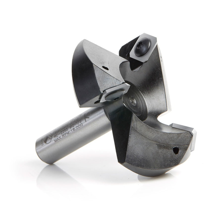 Amana RC-2255 CNC Insert Carbide 3 Wing/Flute Heavy Duty Spoilboard Plunging, Surfacing, Planing, Flycutter & Slab Leveler 2-1/2" Dia x 53/64" x 1/2" Shank Router Bit