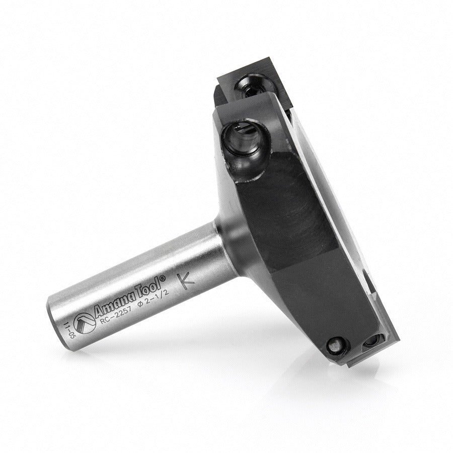 Amana RC-2257 CNC Insert Carbide Spoilboard Surfacing, Rabbeting, Flycutter, Slab Leveler & Surface Planer 2-1/2" Dia x 1/2" x 1/2" Shank Router Bit